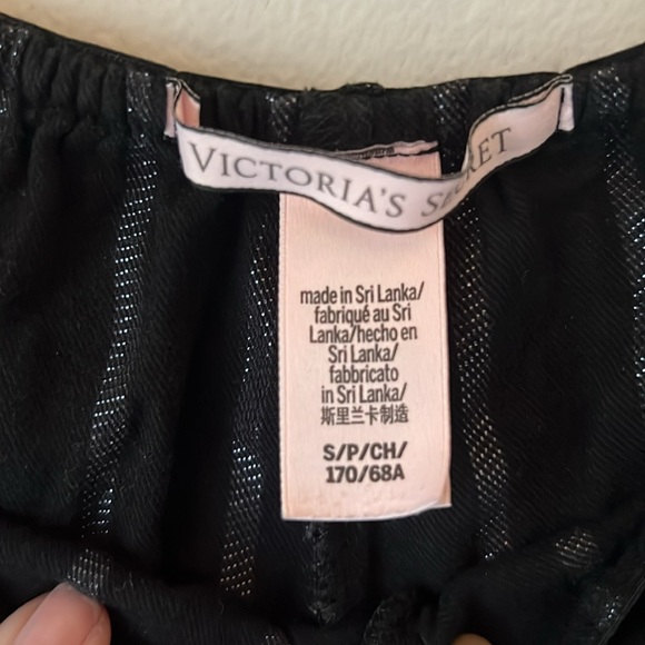 Victoria Secret pajama lace cami. Black and shimmer stripe. - Picture 6 of 7